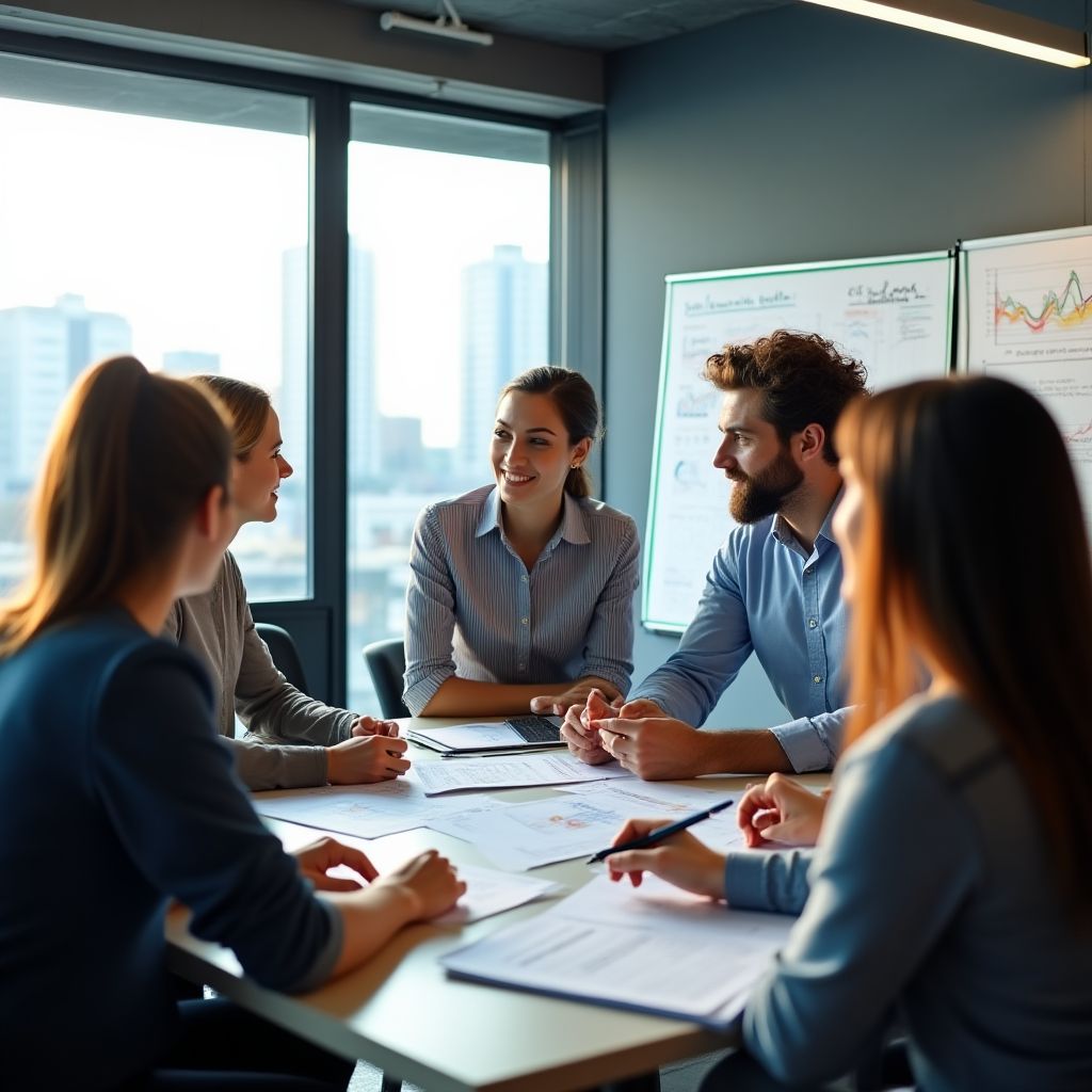 Equipo en una sesión de brainstorming.