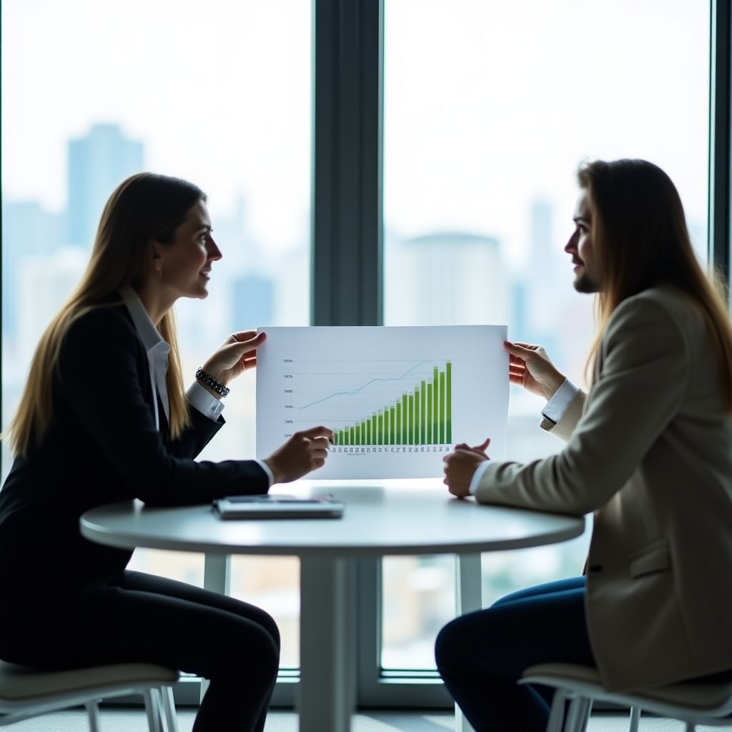 Consultor presentando a un cliente.